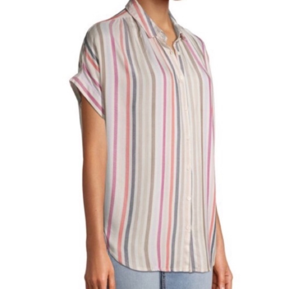 Time and Tru • Striped Button Up Top